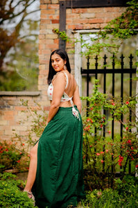 Green lehenga with slit