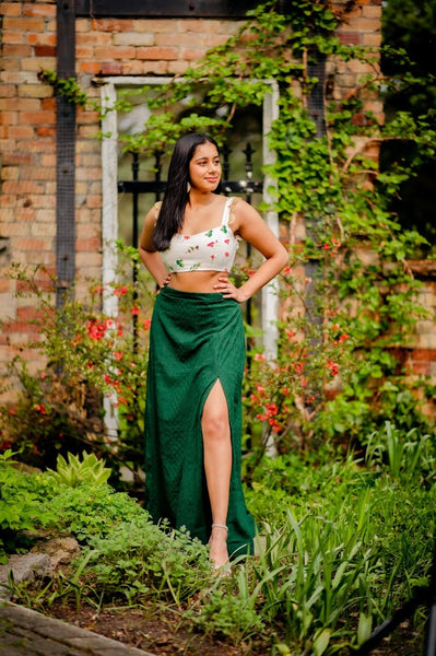 Green lehenga with slit