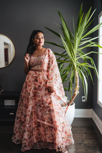 Garden rose lehenga