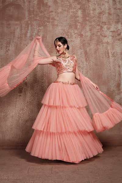 Peach lehenga choli