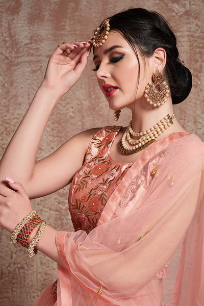 Peach lehenga choli