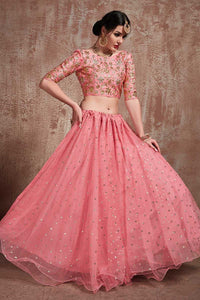 Peach nett lehenga choli