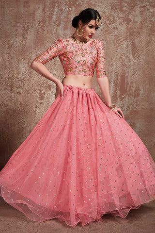 Peach nett lehenga choli