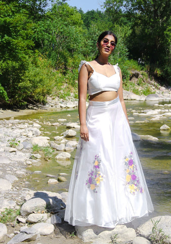 Feather White Designer Lehenga