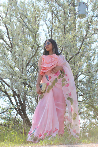 Blush pink Tamarai Saree