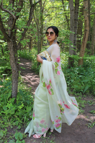 Pastel Green Tamarai Saree
