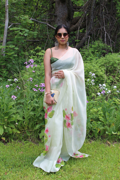 Pastel Green Tamarai Saree
