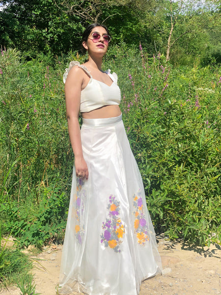 Feather White Designer Lehenga